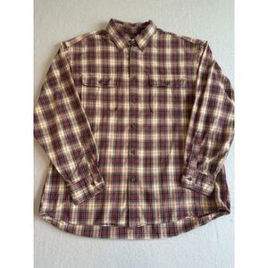 Vintage GAP Mens Large Heavyweight 100% Cotton Plaid Button Down Front Pockets